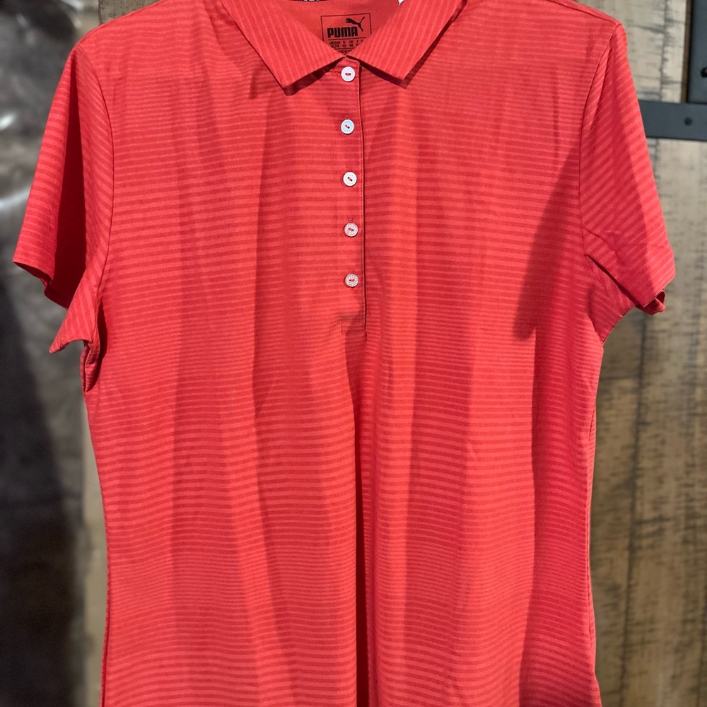 Puma Red Striped Button-Down Polo size XL